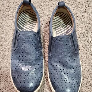 Taos Footwear Blue Perforated Slip-On Sneakers